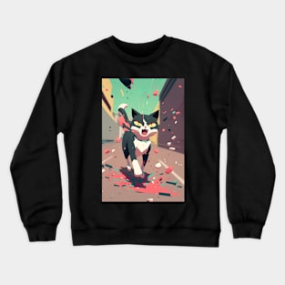 Angry cat Anime style Crewneck Sweatshirt